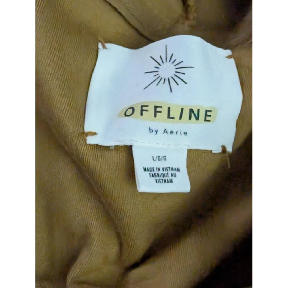 Offline by Aerie Womens Velour Full Zip Hoodie Mustard Gold 9SDWMF5K Size Large - Picture 3 of 8
